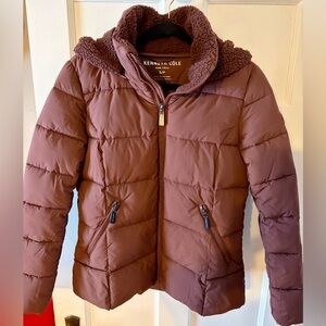 Kenneth Cole Women's Maroon-Chocolate Puffer Coat